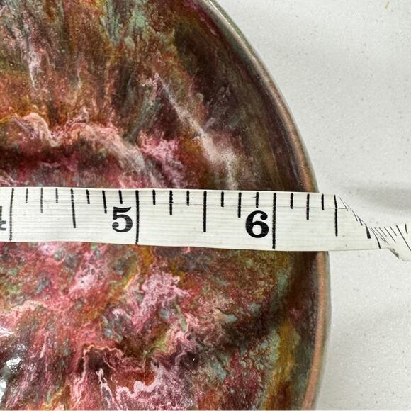 Handmade Pottery Bowl Decorative Purple Teal Swirl - Picture 9 of 9